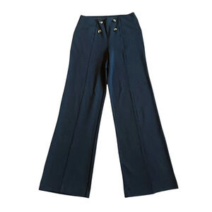 Betabrand Pull On Black Pants Wide Leg Button Detail Office Size Small Petite